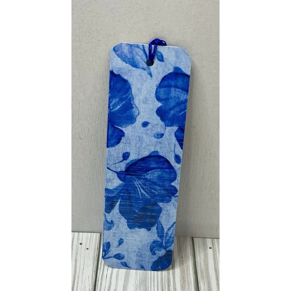 Beautiful Blue Floral Bookmark - Handmade Laminated Bookmark, Book Reader Gift